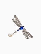 Брошь «Стрекоза» хвостик подвижный, цвет бело-синий в серебре - Фото 1