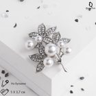 Брошь «Жемчужная капель», цвет белый в серебре - Фото 1