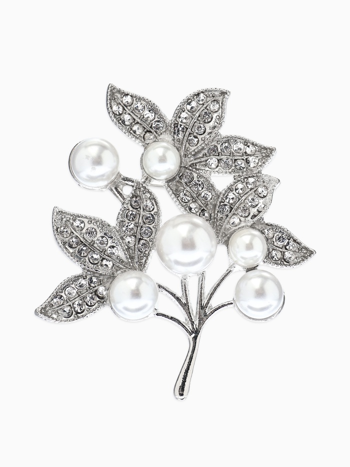 Брошь «Жемчужная капель», белая в серебре - Фото 1