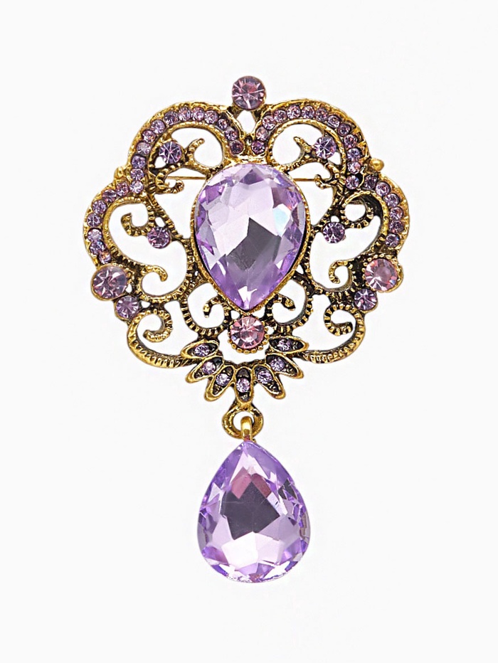 Брошь «Императрица» изящность, цвет фиолетовый в чернёном золоте - Фото 1