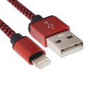 Кабель Luazon, Lightning - USB, 1 А, 1 м, оплётка нейлон, красный - Фото 2