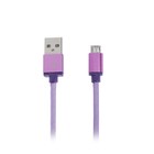 Кабель LuazON, micro USB - USB, 1 А, 1м, пластиковое армирование, штекер металл, фиолетовый - Фото 1