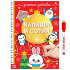 Книга многоразовая «Напиши и сотри. Зимние забавы», с маркером, 12 стр. - Фото 1