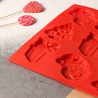 Форма для украшений 3D Доляна «Подарки под ёлкой», силикон, 30×30 см, 9 ячеек, цвет красный - Фото 5