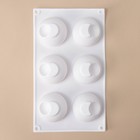 Форма для муссовых десертов и выпечки KONFINETTA «Десерт с фруктами», 30×17.5×4.5 см, 6 ячеек (d=7 см), силикон, белая - Фото 3