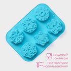 Форма для выпечки Доляна «Новый год. Снежинка», силикон, 26.5×18.5 см, 6 ячеек, голубая - Фото 2