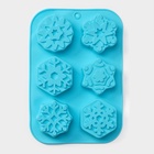 Форма для выпечки Доляна «Новый год. Снежинка», силикон, 26.5×18.5 см, 6 ячеек, голубая - Фото 4