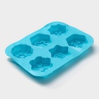 Форма для выпечки Доляна «Новый год. Снежинка», силикон, 26.5×18.5 см, 6 ячеек, голубая - Фото 3