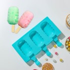 Форма для мороженого «Эскимо волна», силикон, 19,4×13 см, 3 ячейки (7×4 см), цвет МИКС - Фото 2