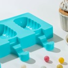 Форма для мороженого «Эскимо волна», силикон, 19,4×13 см, 3 ячейки (7×4 см), цвет МИКС - фото 4281807