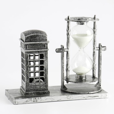 Часы песочные «Красная будка», сувенирные, с подсветкой, 15.5×6.5×12.5 см