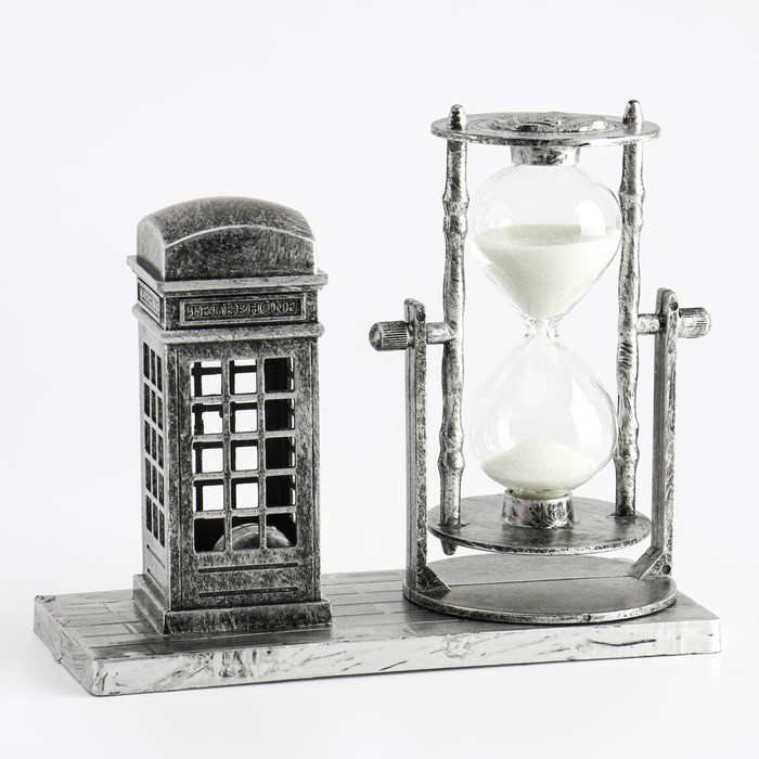 Часы песочные «Красная будка», сувенирные, с подсветкой, 15.5×6.5×12.5 см