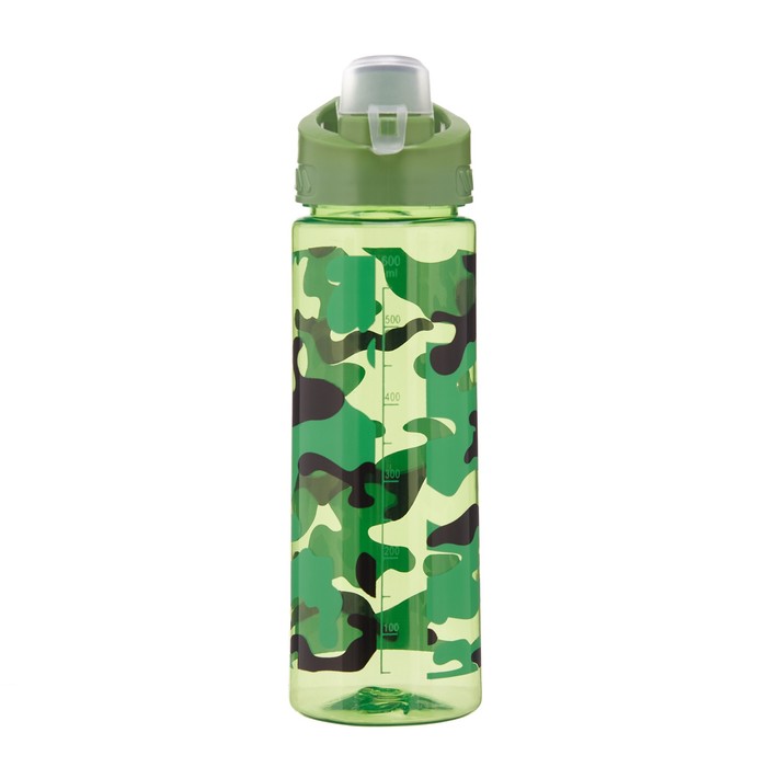 Бутылка для воды, 700 мл,  8 х 24.5 см, зеленый камуфляж - фото 1899705273
