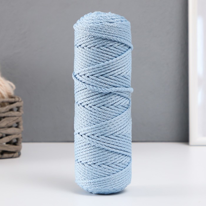 Шнур для вязания Классик без сердечника 100% полиэфир ширина 4мм 100м (светло-голубой)