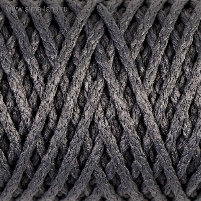 Шнур для вязания "Классик" без сердечника 100% полиэфир ширина 4мм 100м (серый) - Фото 1