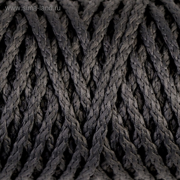 Шнур для вязания "Классик" без сердечника 100% полиэфир ширина 4мм 100м (т.-серый) - Фото 1
