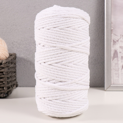 Шнур для вязания «Пухлый» 100% хлопок ширина 5 мм 100 м (белый)