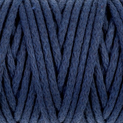 Шнур для вязания "Пухлый" 100% хлопок ширина 5мм 100м (т.синий)