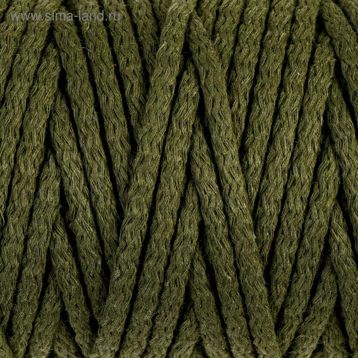 Шнур для вязания "Пухлый" 100% хлопок ширина 5мм 100м (хаки) - Фото 1