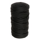 Шнур для вязания "Пухлый" 100% хлопок ширина 5мм 100м (черный) - Фото 3