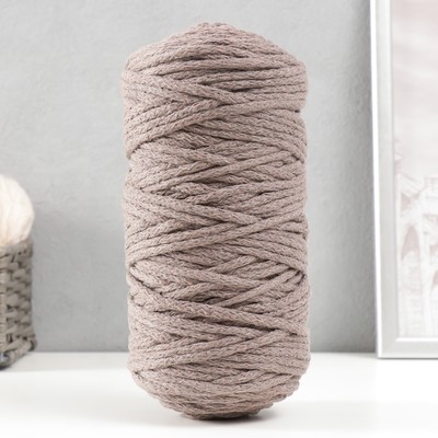 Шнур для вязания "Пухлый" 100% хлопок ширина 5мм 100м (т.-бежевый)