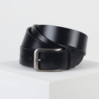 Ремень мужской, гладкий, ширина - 3,5 см, пряжка серебро, цвет чёрный - Фото 1