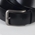 Ремень мужской, гладкий, ширина - 3,5 см, пряжка серебро, цвет чёрный - Фото 2