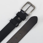 Ремень мужской, гладкий, ширина - 3,5 см, пряжка серебро, цвет чёрный - Фото 3