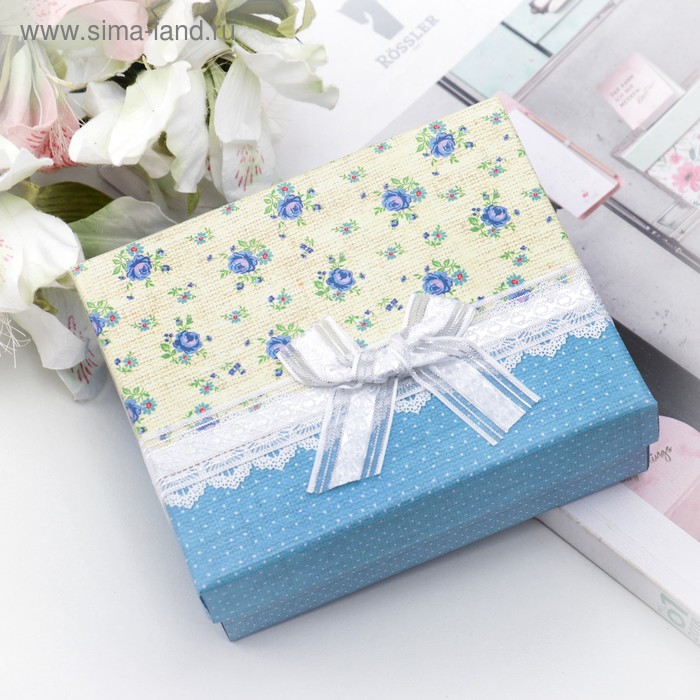 Коробка подарочная "Нежность", цвет голубой, 14,5 х 12 х 5 см - Фото 1