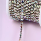 Цепь со стразами, с голографией, металл, стекло, 3 мм, 9±1 м, цвет серебряный - Фото 3