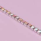 Цепь со стразами, с голографией, металл, стекло, 3.5 мм, 9±1 м, цвет серебряный - Фото 2