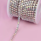 Цепь со стразами, с голографией, металл, стекло, 3.5 мм, 9±1 м, цвет серебряный - Фото 3