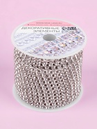 Цепь со стразами, металл, стекло, 3.5 мм, 9±1 м, цвет серебряный - Фото 4