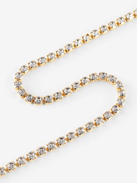 Цепь со стразами, металл, стекло, 3.5 мм, 9±1 м, цвет золотой