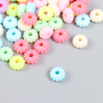 Бусины для творчества пластик «Ребристые. Пастельные тона», набор 90 шт., 15 г, 0.8×0.8 см