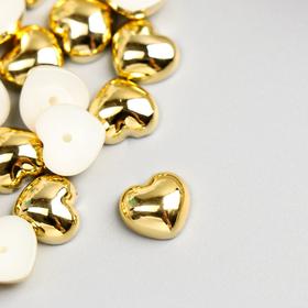 Декор для творчества пластик "Сердца" золото набор 30 шт 1х1 см