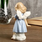 Сувенир керамика "Девочка-ангел в голубом платье с голубем" 14,4х6,6х8 см - Фото 3