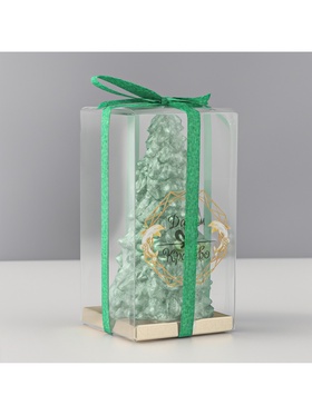 Свеча новогодняя «Ёлка», 10×5 см, зелёный металлик