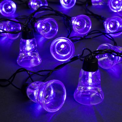 Гирлянда "Нить" улично-комнатная с насадками "Колокол", 5м, LED(IP44)-40-220V, 8 режимов, нить тёмная, свечение синее