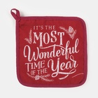 Набор новогодний новогодний кухонный Happy new year: варежка-прихватка 20×28 см, прихватка 17×17 см - Фото 3