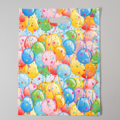 Пакет "Воздушные шарики", полиэтиленовый с вырубной ручкой, 40 х 31 см, 30 мкм