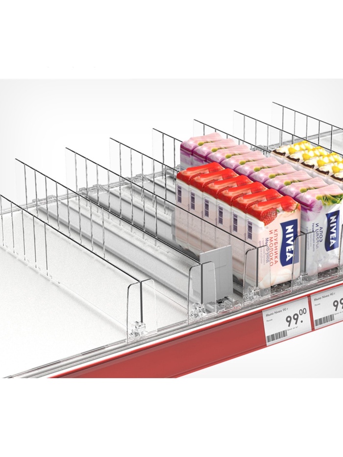 Пластиковый обламывающийся разделитель c передним ограничителем 6 см, 18.5-38.5×3.5×6 см