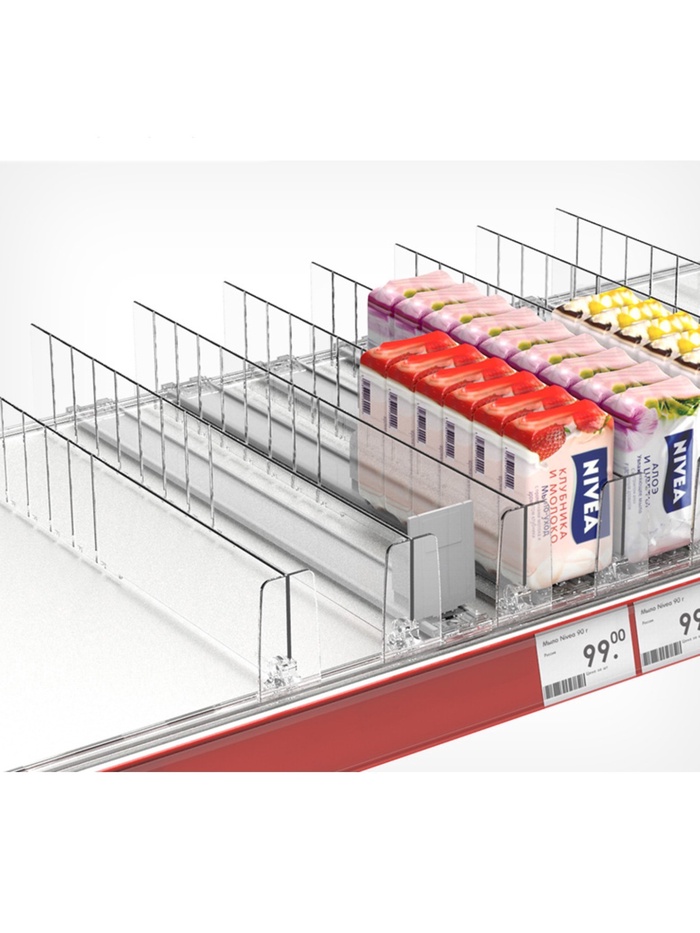 Пластиковый обламывающийся разделитель c передним ограничителем 6 см, 18.5-38.5×3.5×6 см - Фото 1