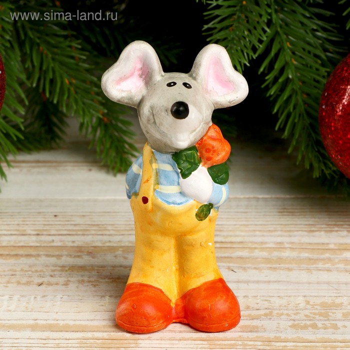 Сувенир керамика "Нарядный мышь с розой" 10,2х4,5х3,7 см - Фото 1