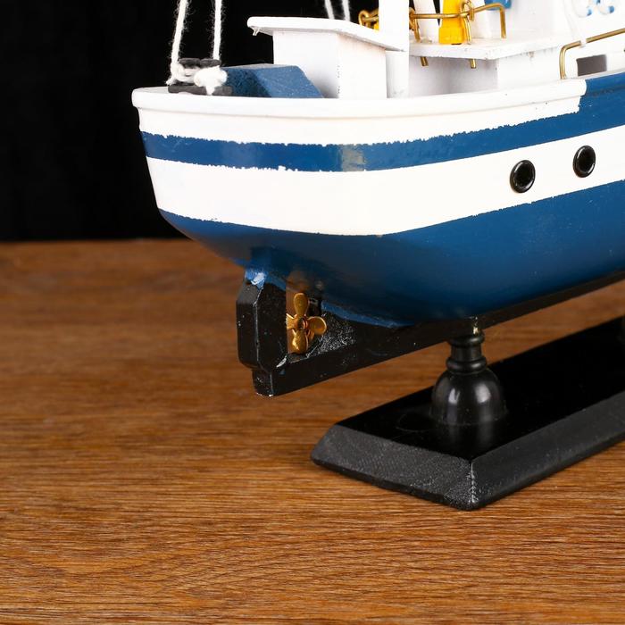 Корабль сувенирный «Ида», малый, голубые борта, сетка - фото 1896494302