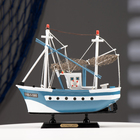 Корабль сувенирный «Ида», малый, голубые борта, сетка - Фото 7