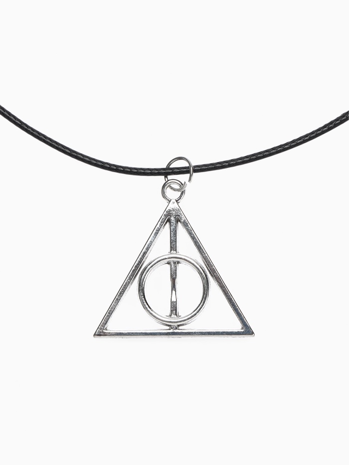 Кулон-оберег на шнурке «Дары смерти», цвет чернёное серебро на чёрном шнурке, 42 см - Фото 1