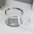 Шкатулка стекло с металлическим ободком "Серебро" 7х6,5х6,5 см - Фото 3