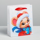 Пакет ламинированный вертикальный «Мышка с подарком», S 12 × 15 × 5.5 см - Фото 1