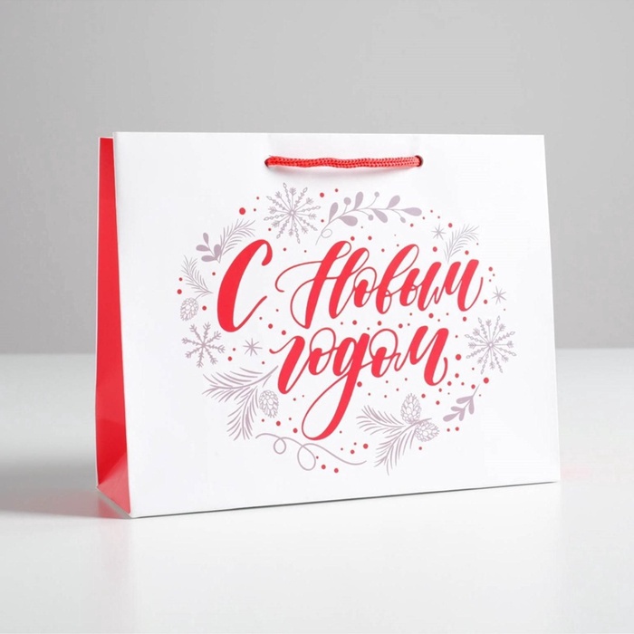 Пакет подарочный ламинированный «С Новым годом!», MS 23×18×8 см - Фото 1